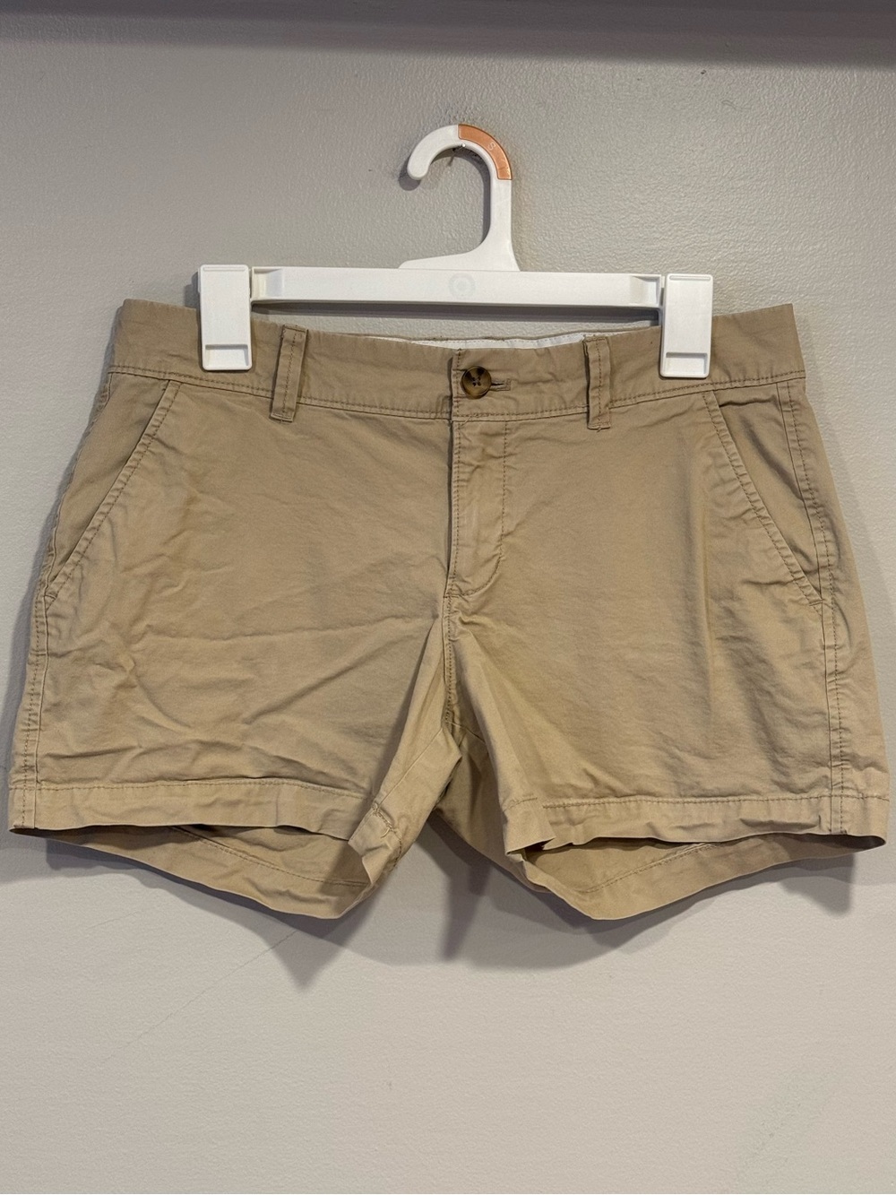 Old Navy Short Womens 4 Beige Mid Rise Chino Cotton Stretch Khaki Cargo Shorts